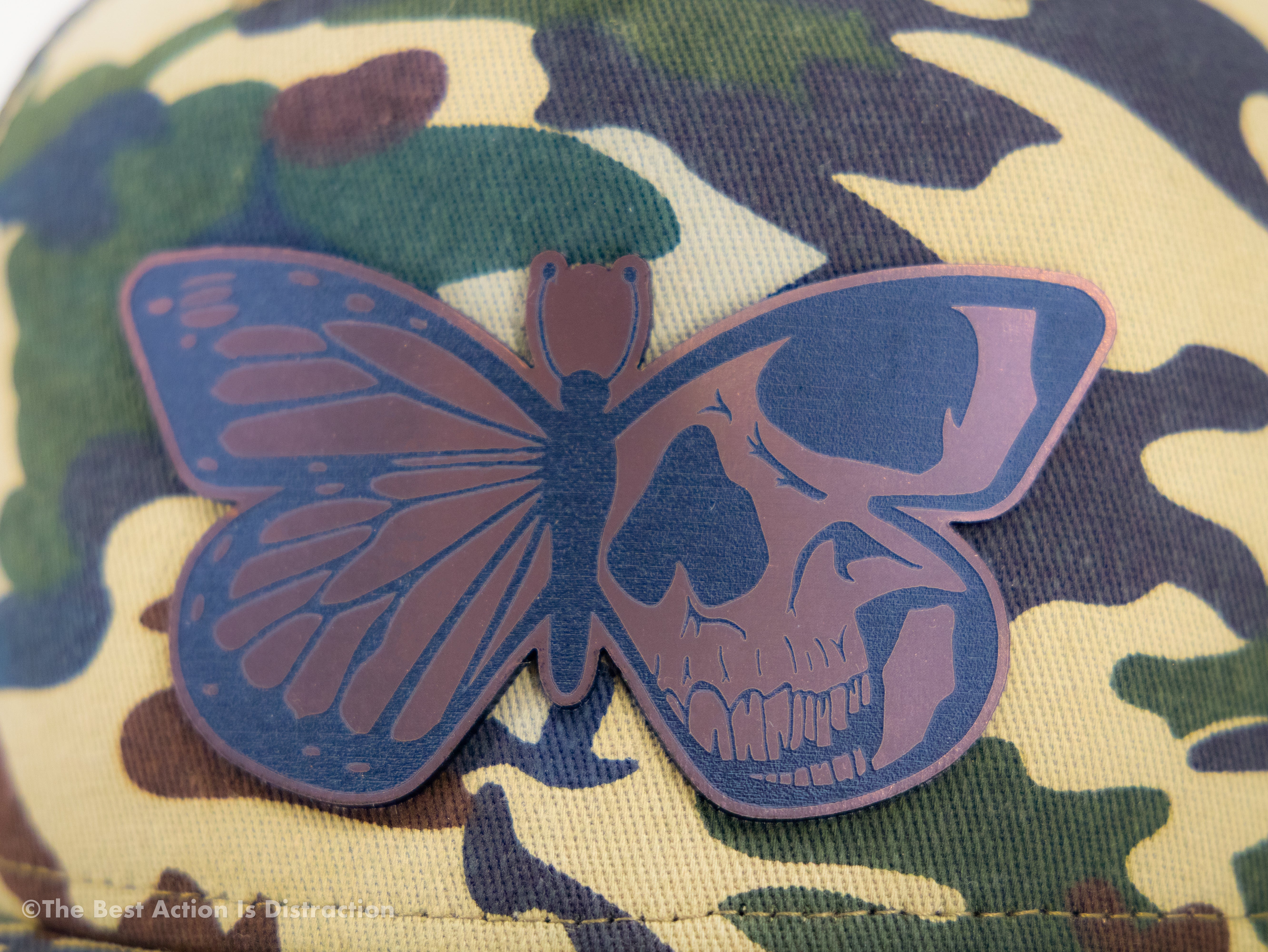 Copper Flat Bill Dark Camo Mesh Snapback