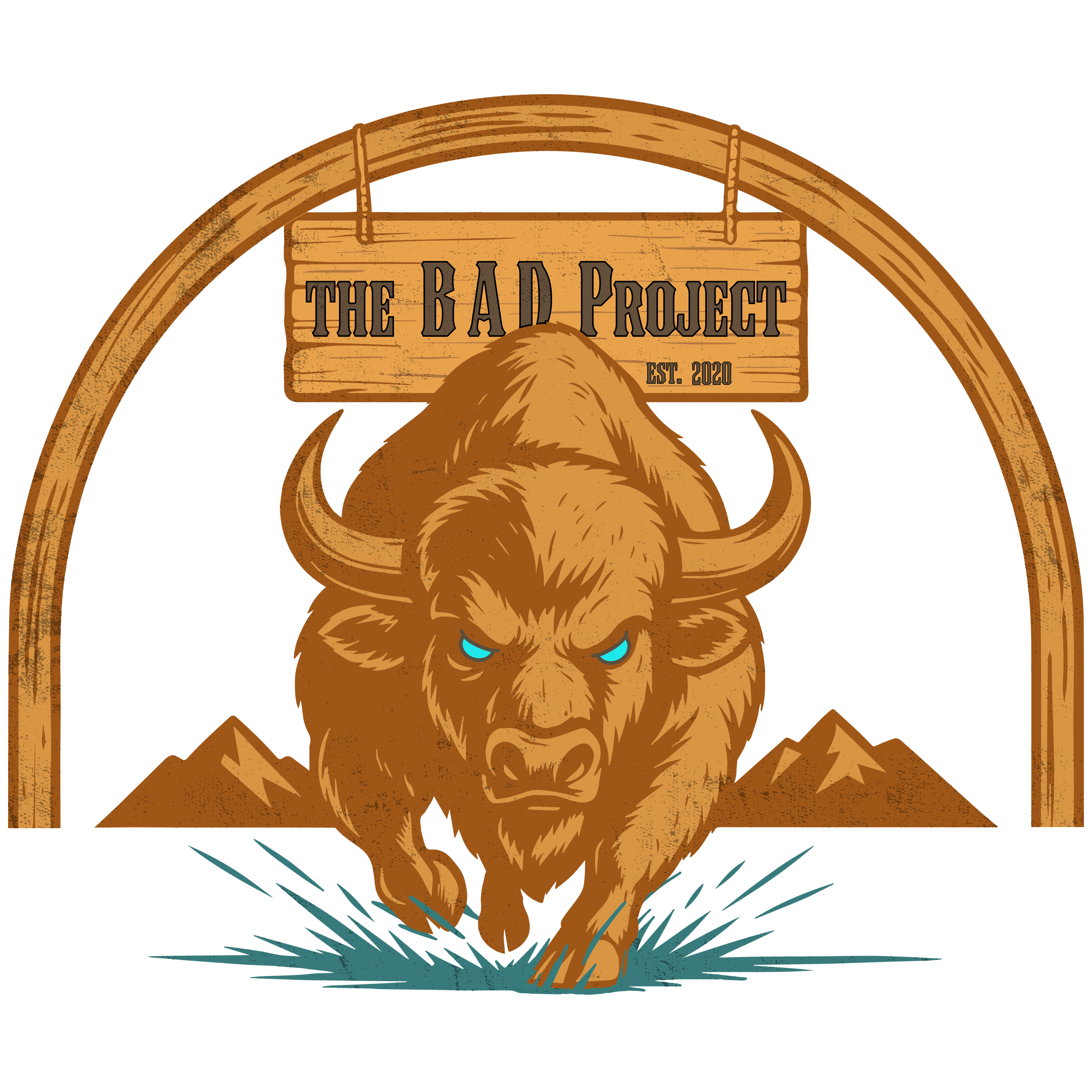 Logo of 'The BAD Project' with a bison and wooden arch on a white background